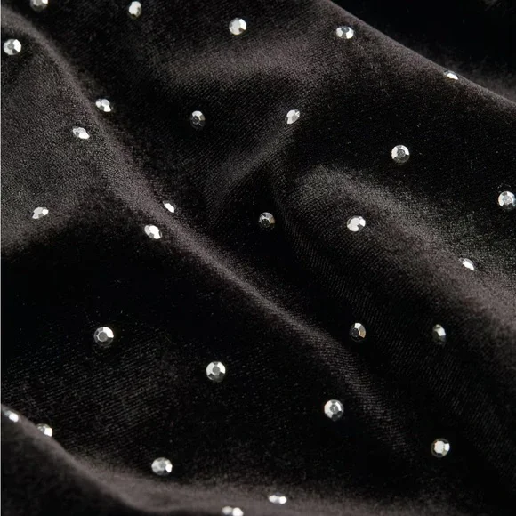 H&M Chic Black Velvet Silver Studded Mini Dress - Picture 4 of 4